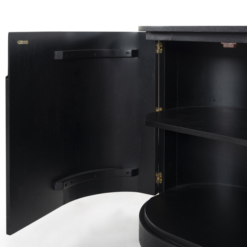 Jesbelina Oval 4 Door Wood Sideboard, Black