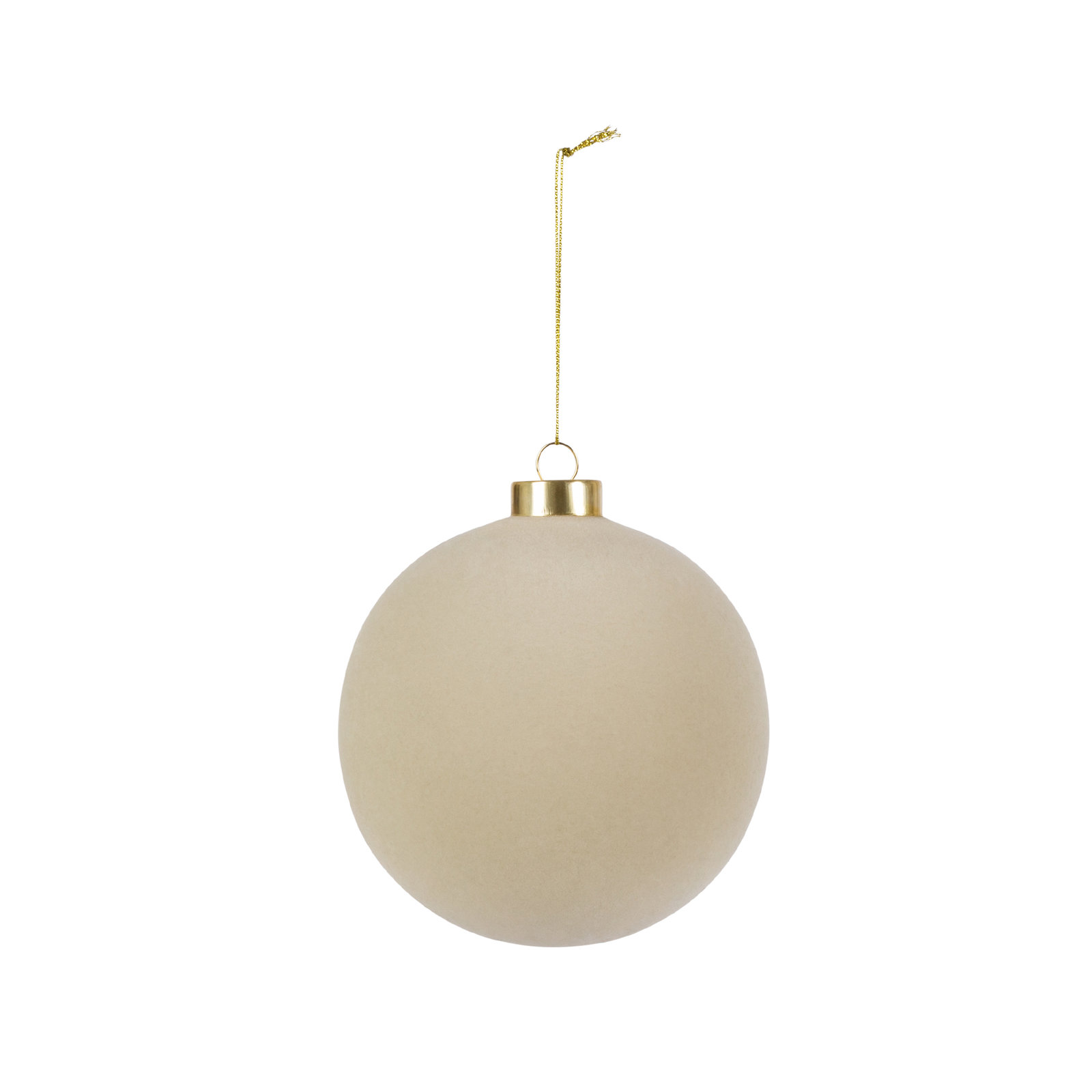 Sage Flocked Ornament, 4.75" _x000D_, 5"H x 4.75"W x 4.75"D, Cream
