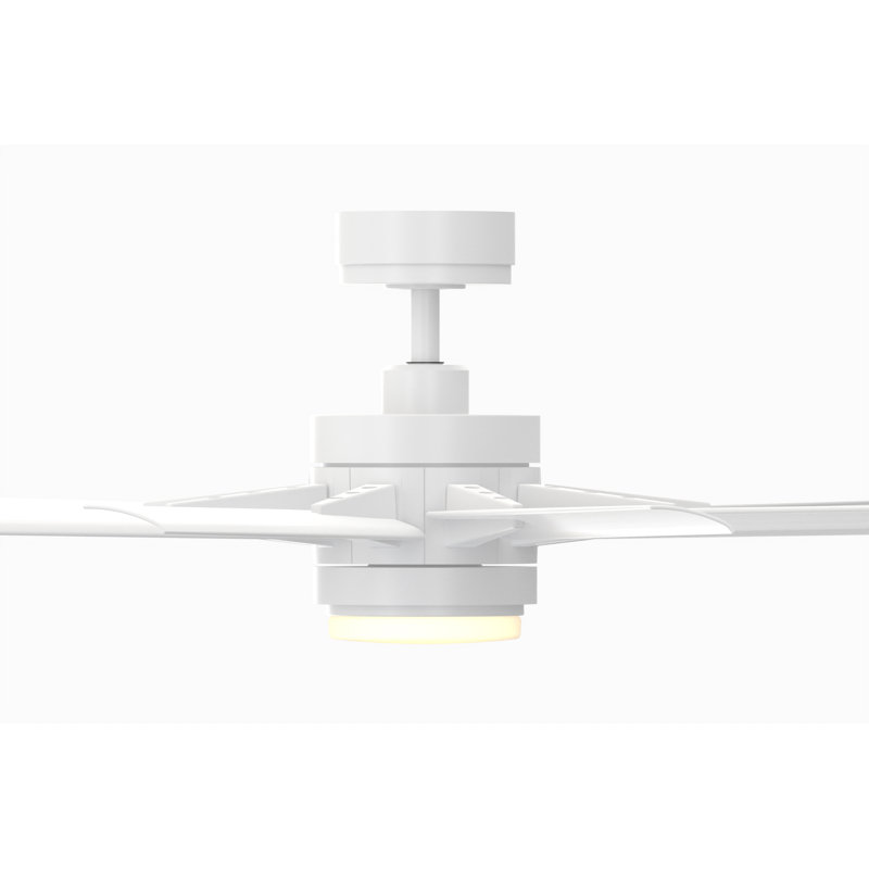 Odyn Indoor/Outdoor Custom Ceiling Fan DC Motor- Matte White with LED Light Kit, Matte White