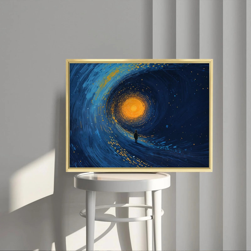 Reproduction de science sur l'espace, art de thème de l'exploration de l'espace - Voyageur cosmique approchant le vortex