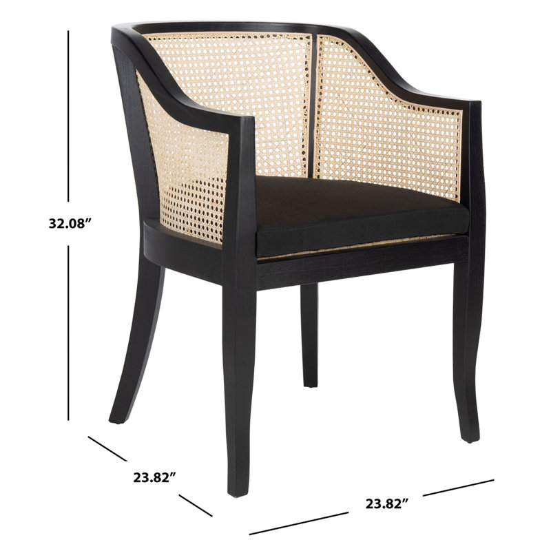 Chaise avec accoudoirs Mongillo, Noir/naturel