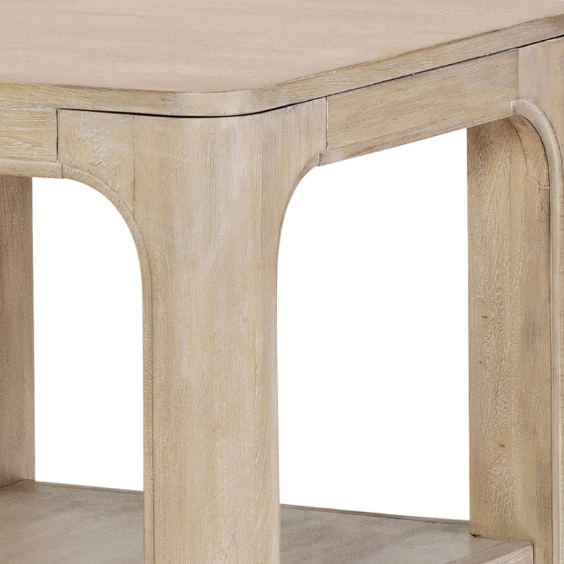Table de bout carrée Pira, tablette ouverte, bois brun vieilli 22 po