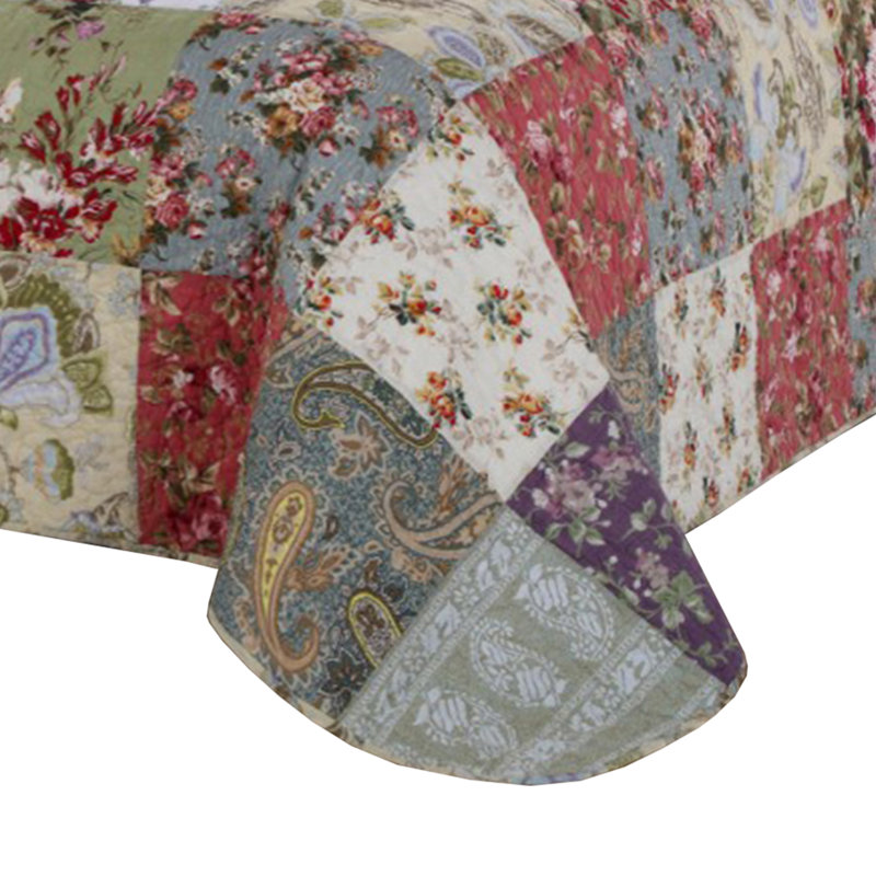 Eiger Multicolor Jacobean Print Microfiber Queen Quilt Set