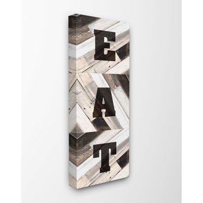 " EAT Multicolored Planked Wood Look Sign " by Kimberly Allen
