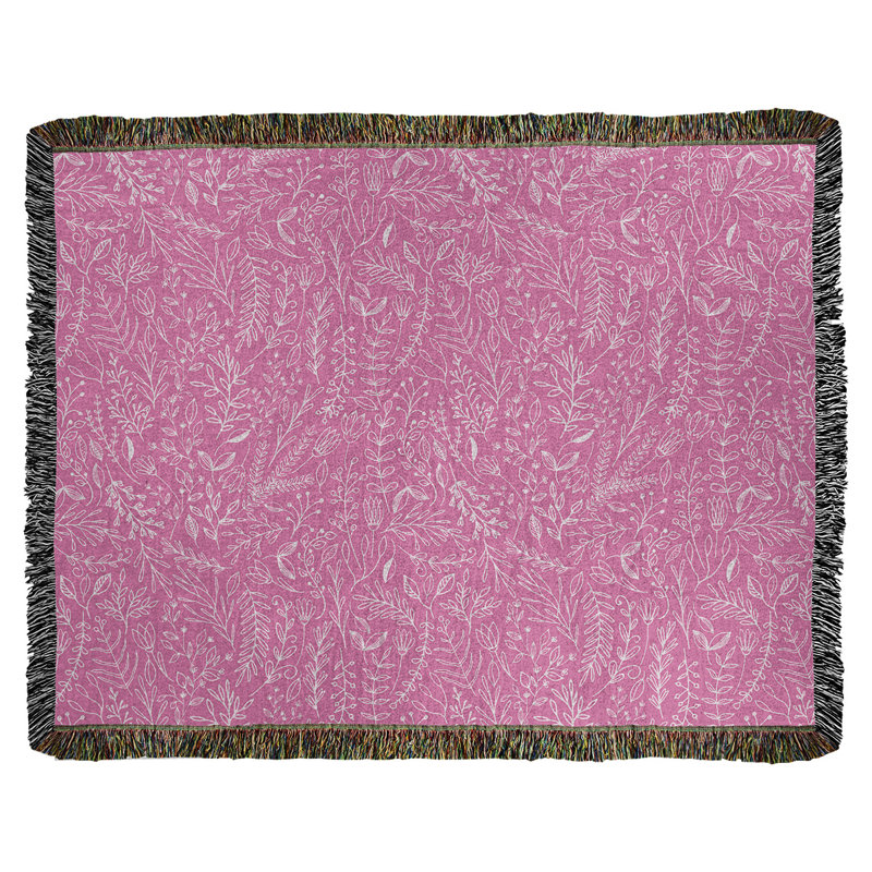 Couverture en coton tissé Katelyn Elizabeth Ditsy, l 50 po x L 60 po, Rose / blanc