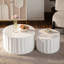 Table de rangement ronde en blanc crème, couvercle, emboîtable pour la chambre à coucher et les bureaux - look moderne, construction, aucun assemblage requis