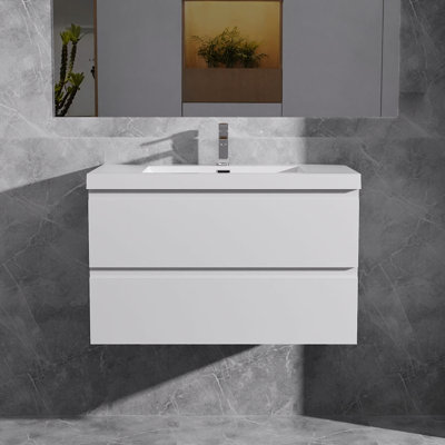 Ensemble de meuble-lavabo mural 30 po avec lavabo simple intégré Reada