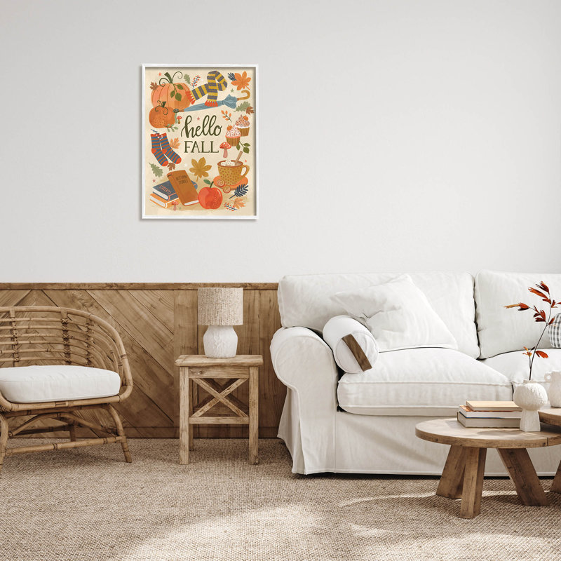 Hello Hello Cozy Autumn at-237, H 30 po x l 24 po x P 1,5 po, Giclée encadrée blanc bord de mer