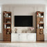 2PCS, 4-Tier L Shaped Corner Bookcase With 2 Drawers, 69" Freestanding Corner Bookshelf With Led Lights