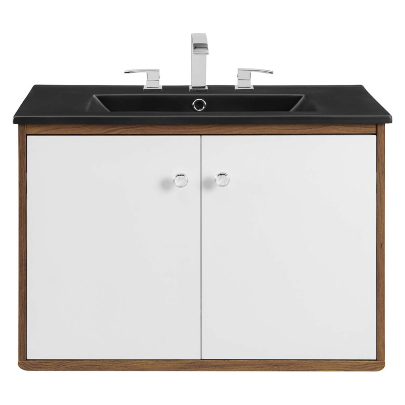 Meuble-lavabo mural 30 po, Noir