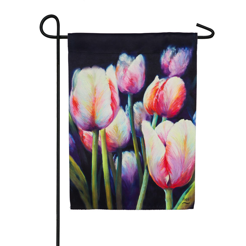 Le mode de paiement est le polyester de 2 côtés 18 po x 13 po light tulipe drapeau de jardin