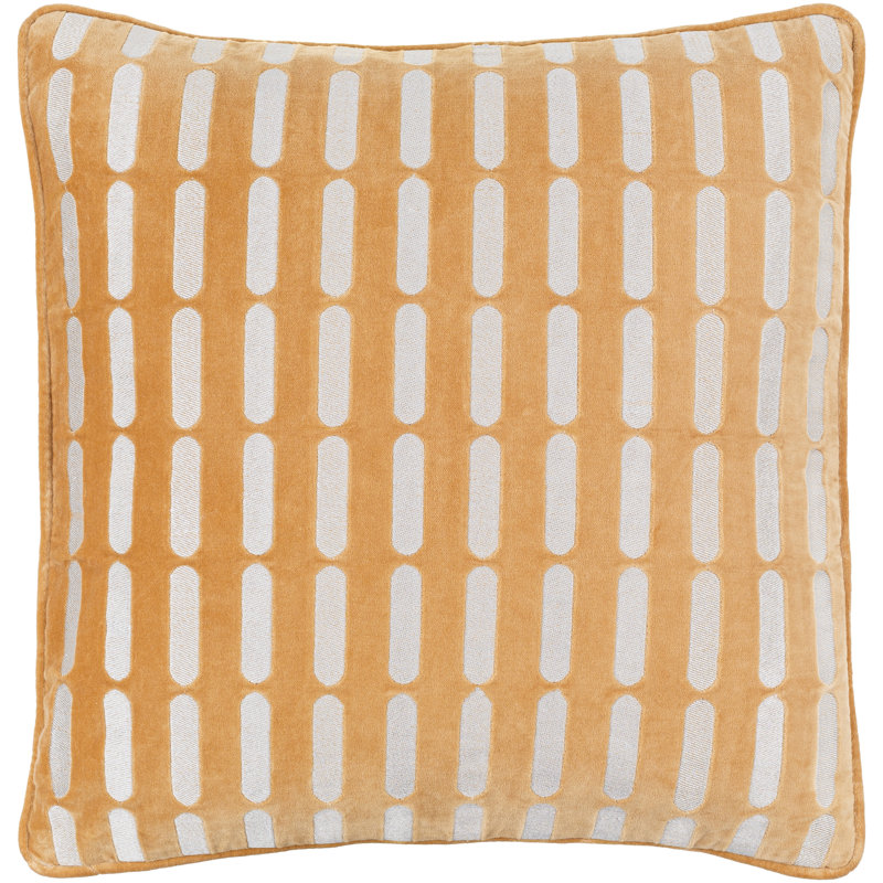 Coussin carré 100% coton Usman, H 18 po x l 18 po, Housse de coussin seulement - sans coussin, Orange persan / blanc