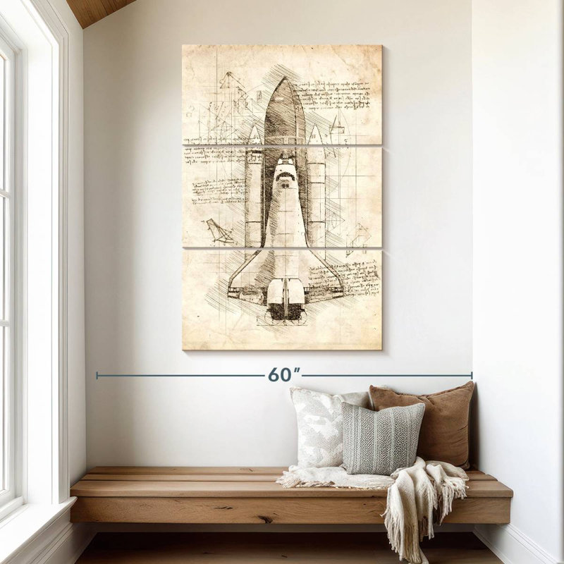 Oberle Space Shuttle Blueprint, 50" H x 32" W