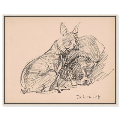 Two Dogs 1919 Canvas Vintage Dog Art by Art Remedy