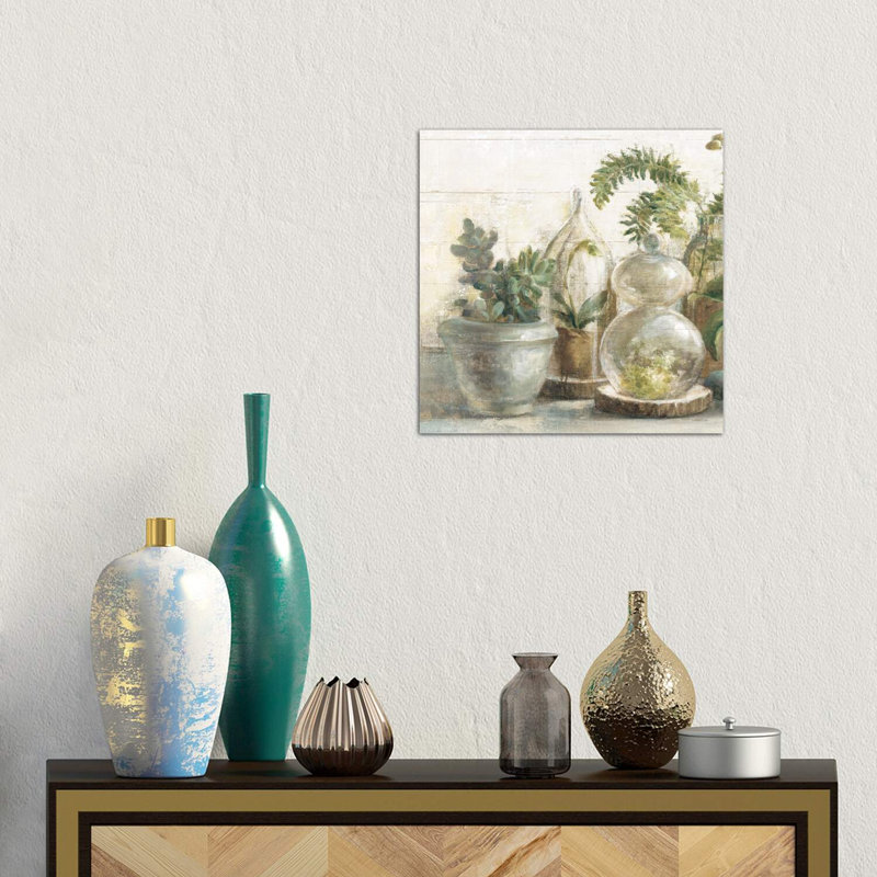 Greenhouse Orchids On Shiplap II by Danhui Nai - Wrapped Canvas Painting, 45.72 cm H x 45.72 cm W x 3.175 cm D