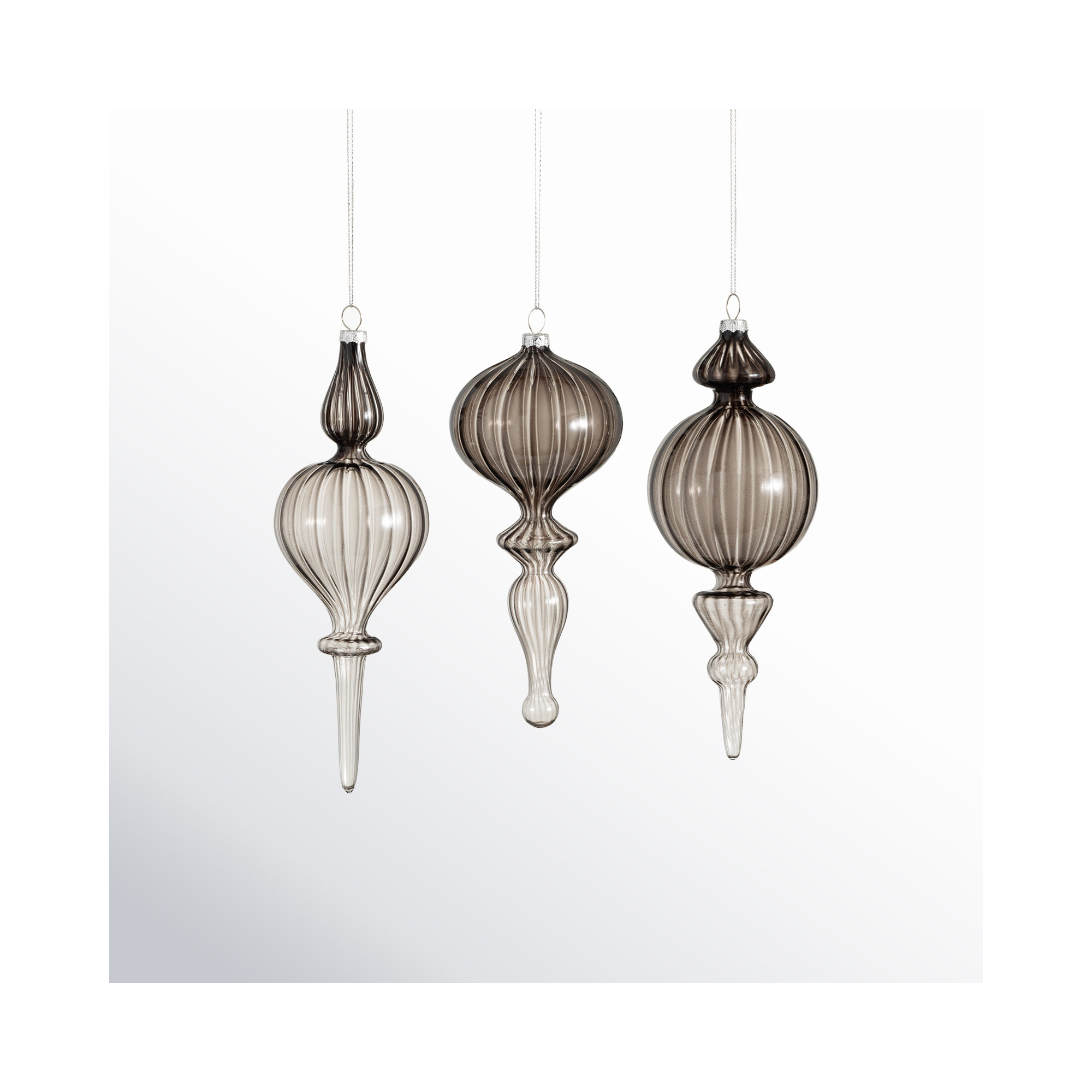Frosted Reflections 3 Piece Christmas Ombre Finial Ornament Set