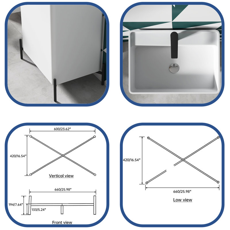 26 " W Freestanding Standard Free Standing 1 Single With Solid Surface Top