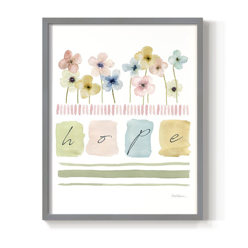 Hope Framed Print - Solid Wood, 21" H x 17" W, Gray