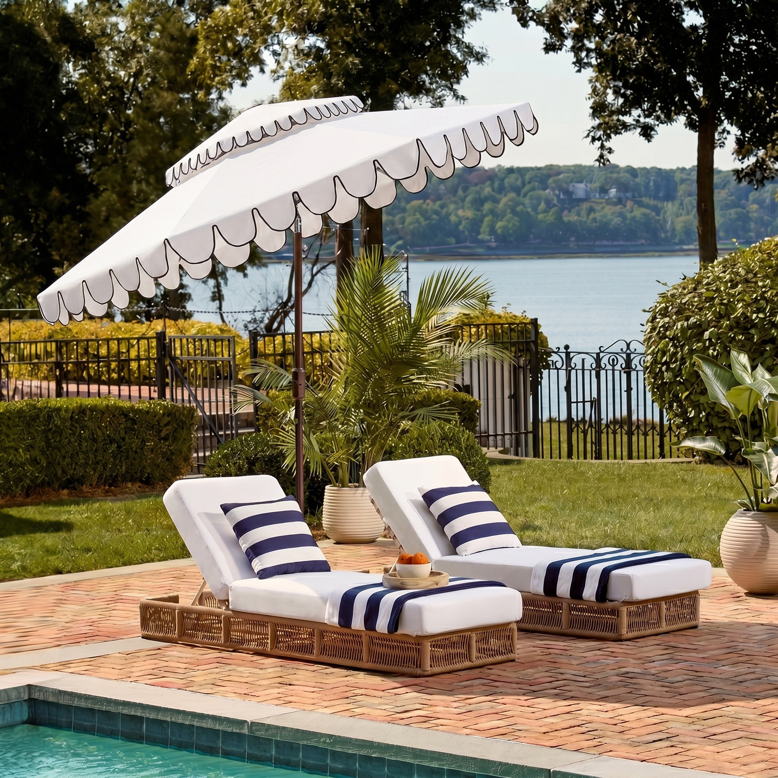 Teo 9' Umbrella, Ivory/White