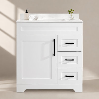 Meuble-lavabo autoportant de 76 cm avec comptoir en pierre