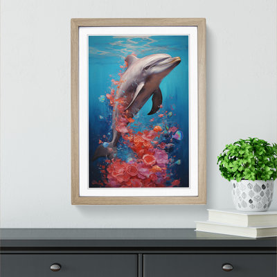 Dolphin Contemporary - Single Picture Frame Print on Wood