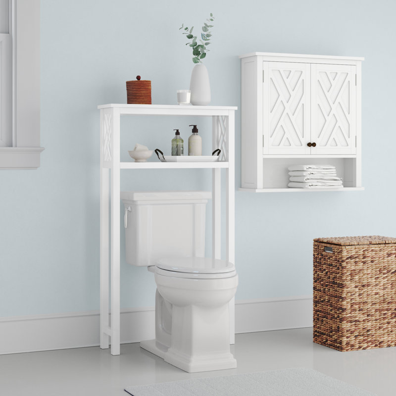 Étagère de rangement au-dessus de la toilette, armoire de rangement murale avec deux portes et tablette ouverte Lund Coventry