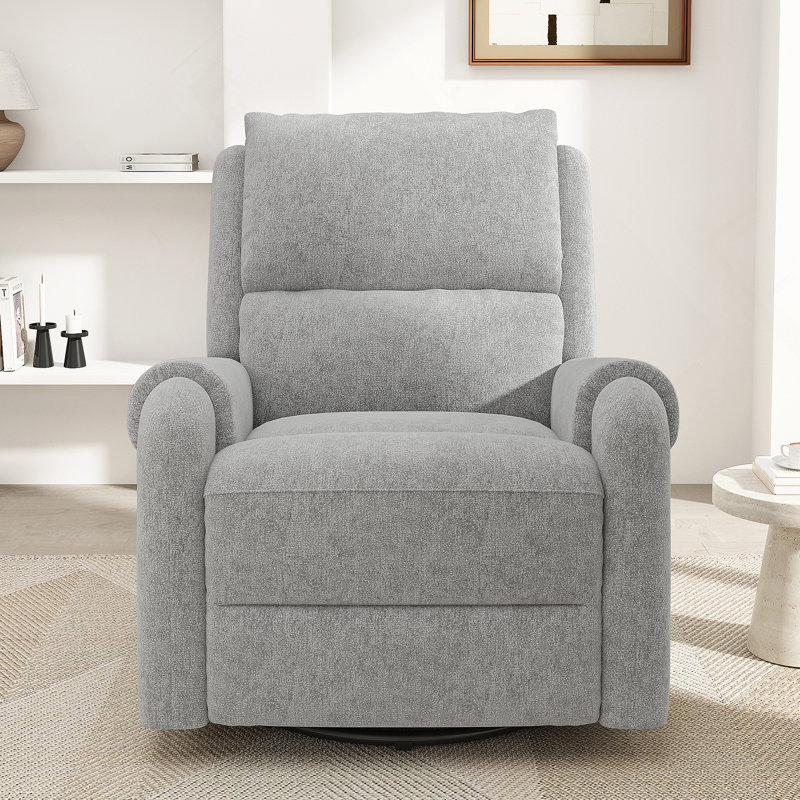 Manual Recliner Massage Recliner Chair Nursery Recliner Chair Swivel Rocker Recliner Sofa with a Side Storage Pocket for Living Room, Bedroom and Nursery, Grey