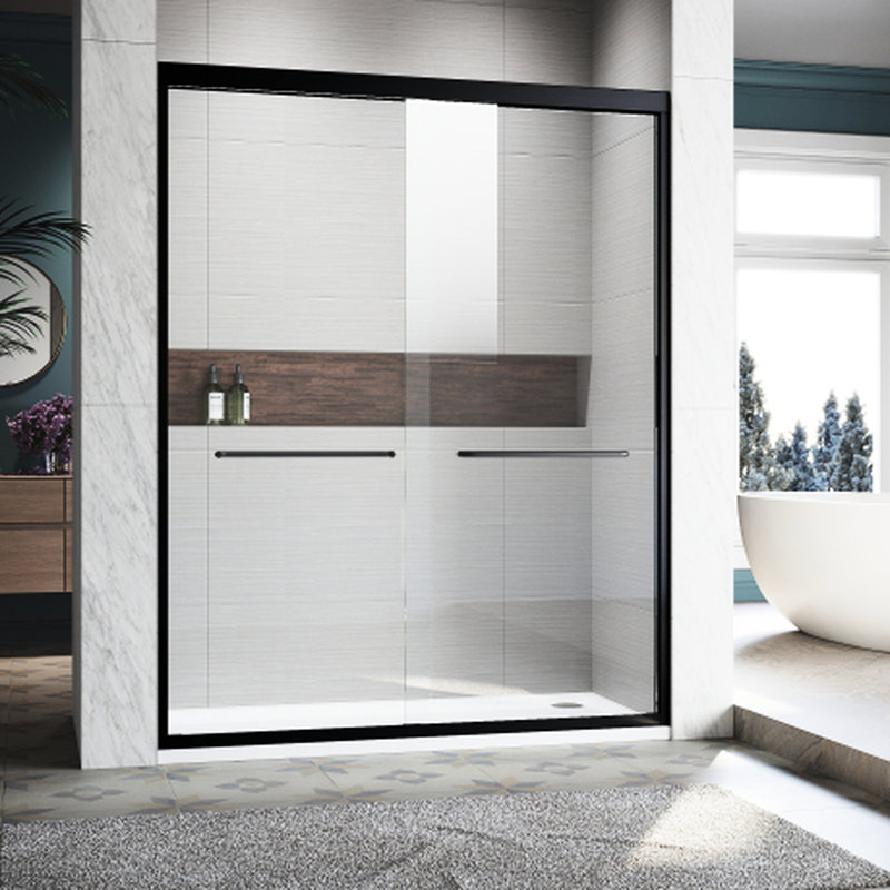 Porte de douche coulissante en verre 56 - 60 po Rouille en aluminium trempé gris clair semi-épais W 72 H