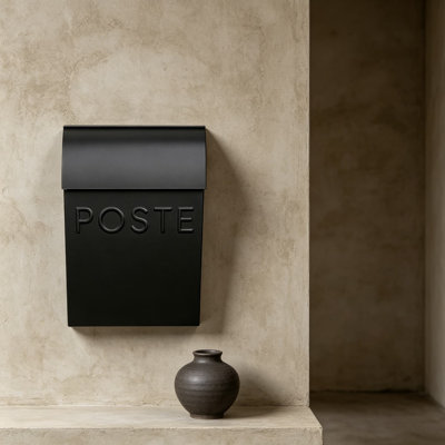 Boîtes aux lettres françaises pour montage mural extérieur, 15 x 9,5 x 4 pouces, boîte aux lettres murale noire et porte-journaux, boîte aux lettres en métal imperméable pour porte - la boîte aux lettres Milano