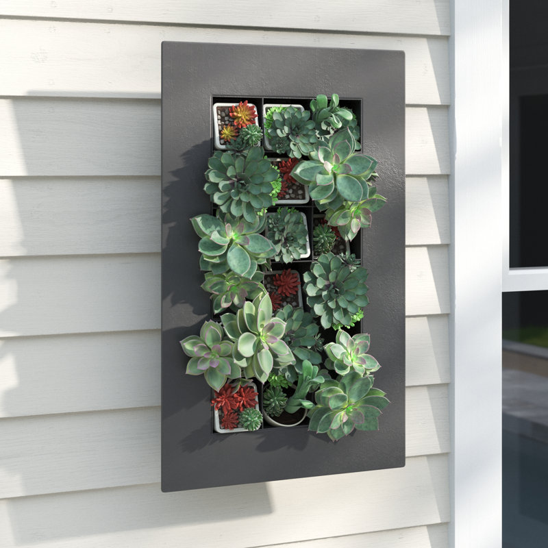 Willamette Metal Wall Planter, Black Zinc, 28.5" H x 14.2" W x 3.63" D