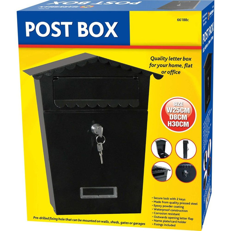 Dakota Fields Letter Post Box Wall Mounted Letterbox Mailbox Post Letter Box For Home Classic Mail Box With 2 Keys Easy To Install Super Secure Keep Your Mail Safe