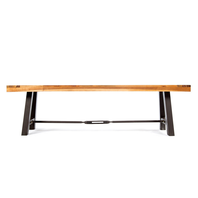 Banc d'extérieur en bois d'acacia avec banc en métal