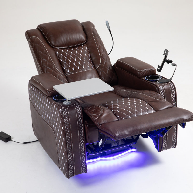 Power Zero Gravity Recliner With Multifunctional Features - Storage Armrest, Cup Holder, Laptop Table, Phone Holder, Reading Light, LED, Infinite Position Recline For Living Room & Office, Recliner