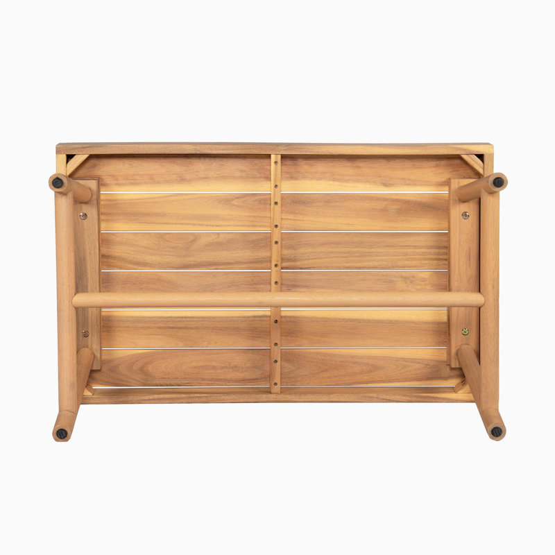 Table basse de patio rectangulaire en bois d'acacia, teck