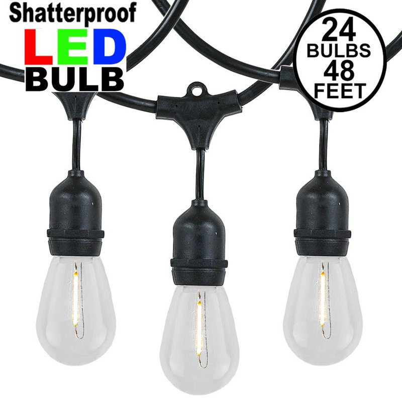 Outdoor 24 - Bulb 48'' Plug-in String Light, Black