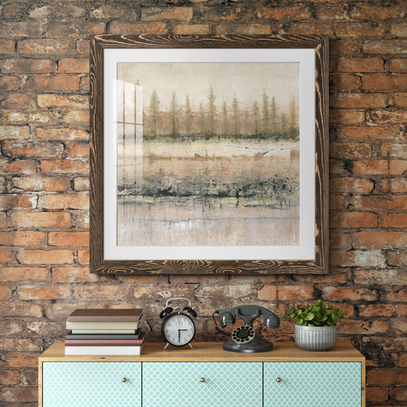 " What Lies Beneath I ", 26.5" H x 26.5" W x 1.5" D, White, Walnut Framed Paper