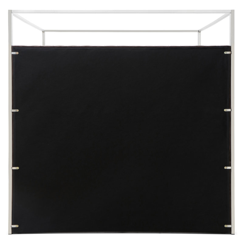 Jeffrey Canopy Velvet Upholstered King Bed Frame In Dark Brown, King, Dark Brown