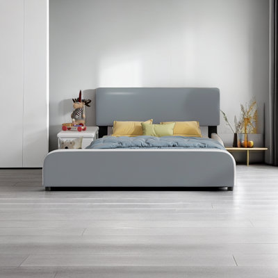 Lit plateforme avec rangement en cuir Covelle