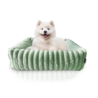 Elle Décor Ivory Square Plush Pet Cuddler Bed, Stylish And Comfortable Bedding For Dogs And Cats