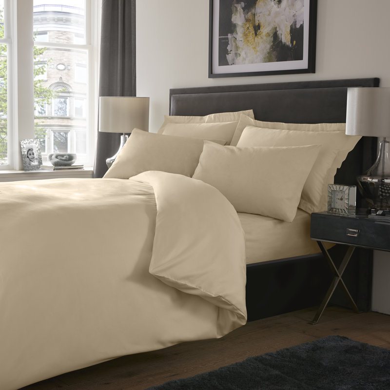 Dull Satin Solid Colour Duvet Cover Set with Pillowcases Included, Ivory, Double Duvet Cover + 2 Standard Pillowcases