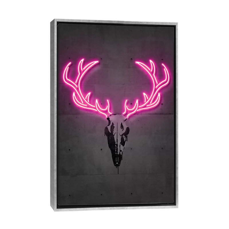 « Deer Skull » par octave Mielu-impression d’art graphique, Toile avec cadre argenté, Pas de tapis