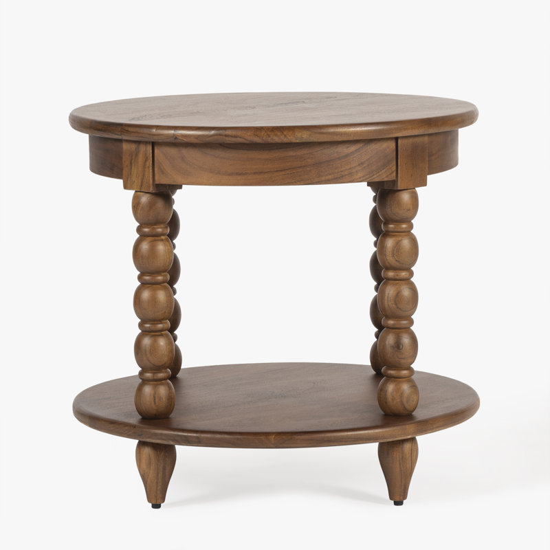 Isabel Spindle Solid Wood Round End Table