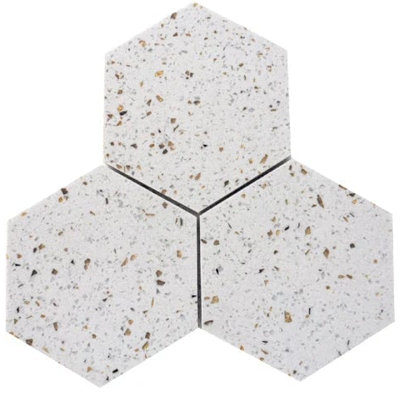 Terrazzo Gold Polished Hexagone Mosaic Tile - 6”x6”