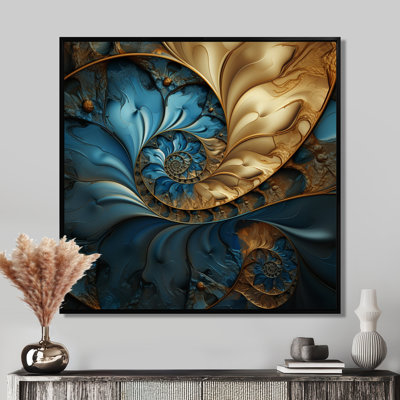 Warm Gold Deep Ocean Fractal - Fractals, impression d'art mural