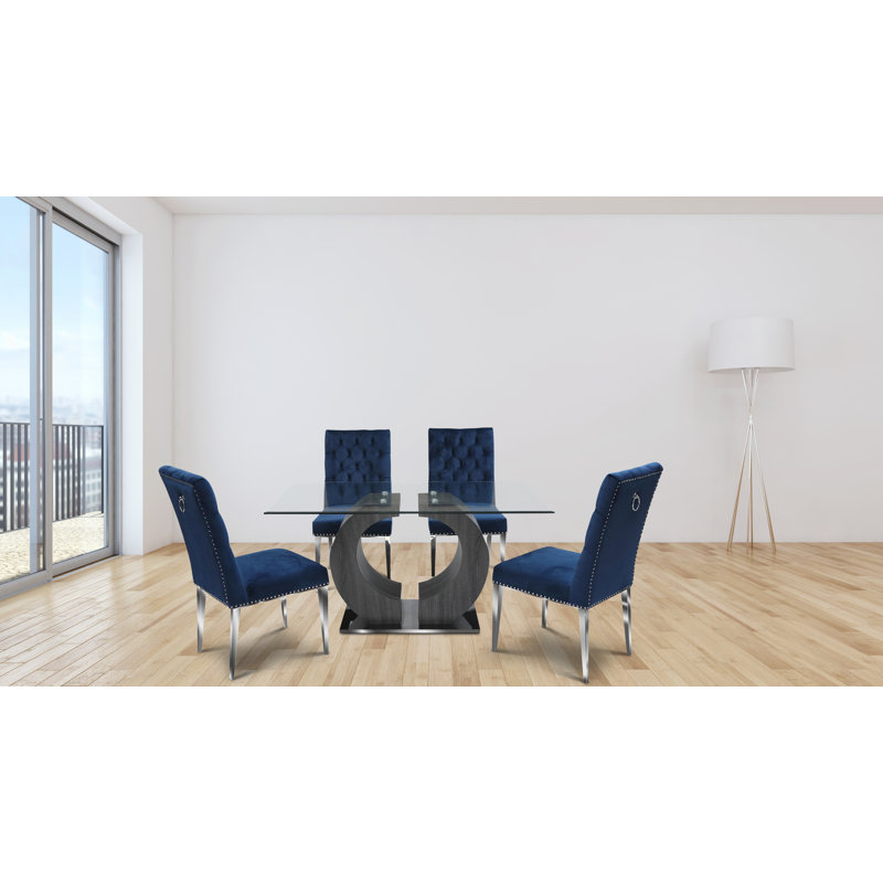 Ensemble de salle à manger 5 pièces, Bleu