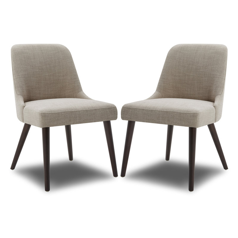 Chaise d'appoint rembourrée en bois massif Bremment, Beige lin