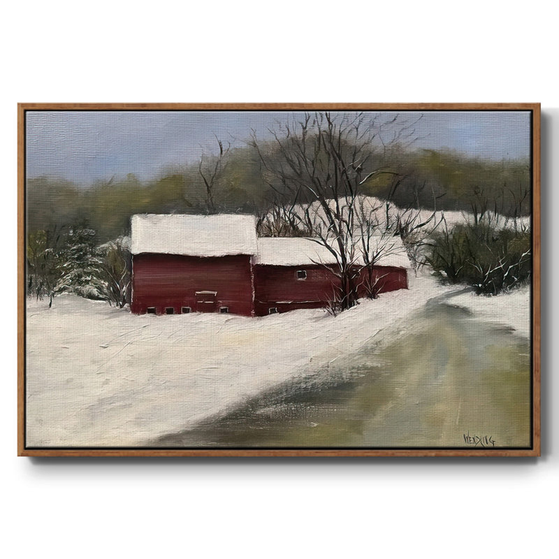 " Winter Homestead II ", 17" H x 25" W x 1.5" D, Walnut