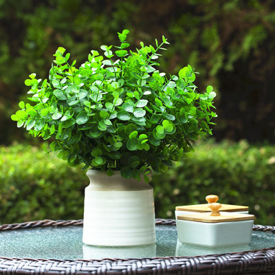 12'' Faux Eucalyptus Topiary in Ceramic Pot