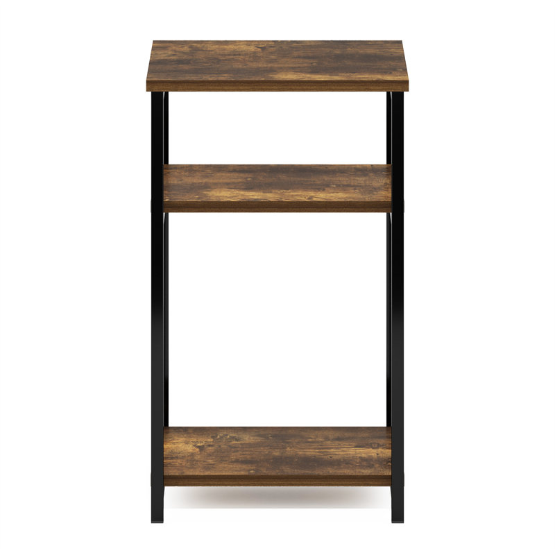 Adnand 3-Tier Industrial Metal Frame End Table with Storage Shelves, 1-Pack, Brown