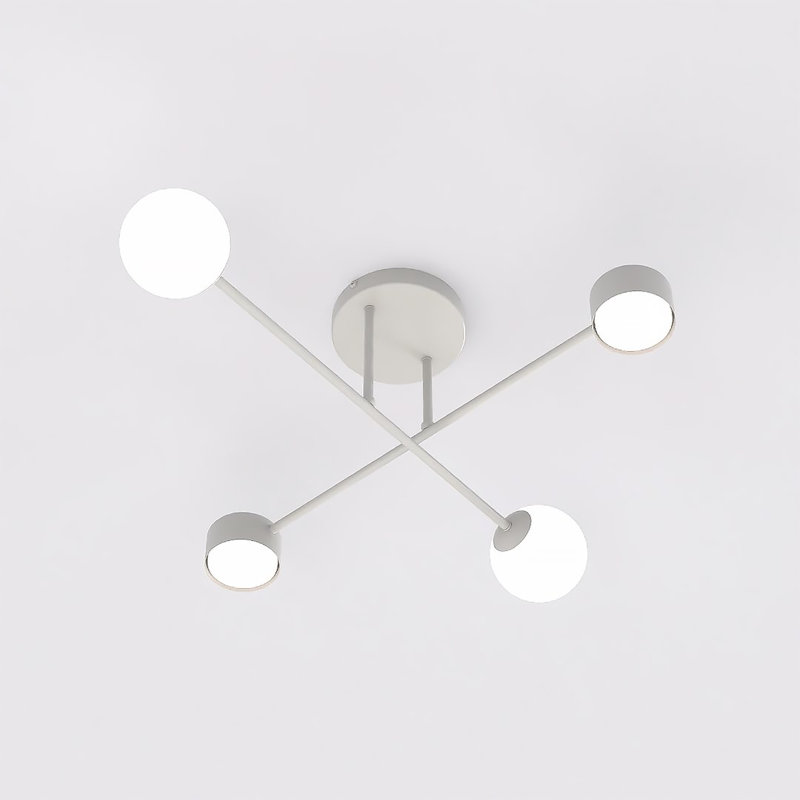 Glass Flush Mount, Gray, 4 Lights
